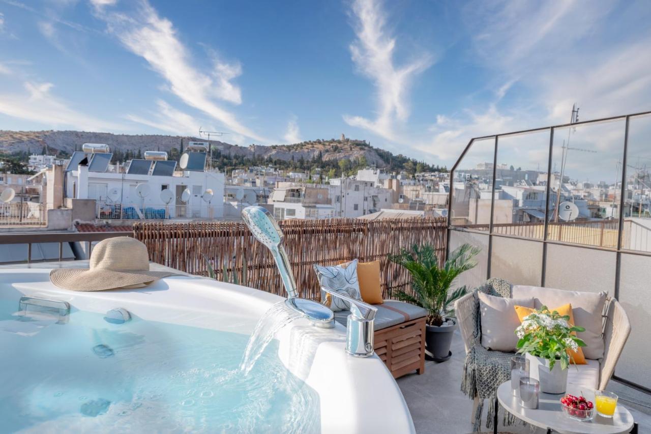 Topfloor Getaway Balcony&Hot Tub+Acropolis View 아테네 외부 사진